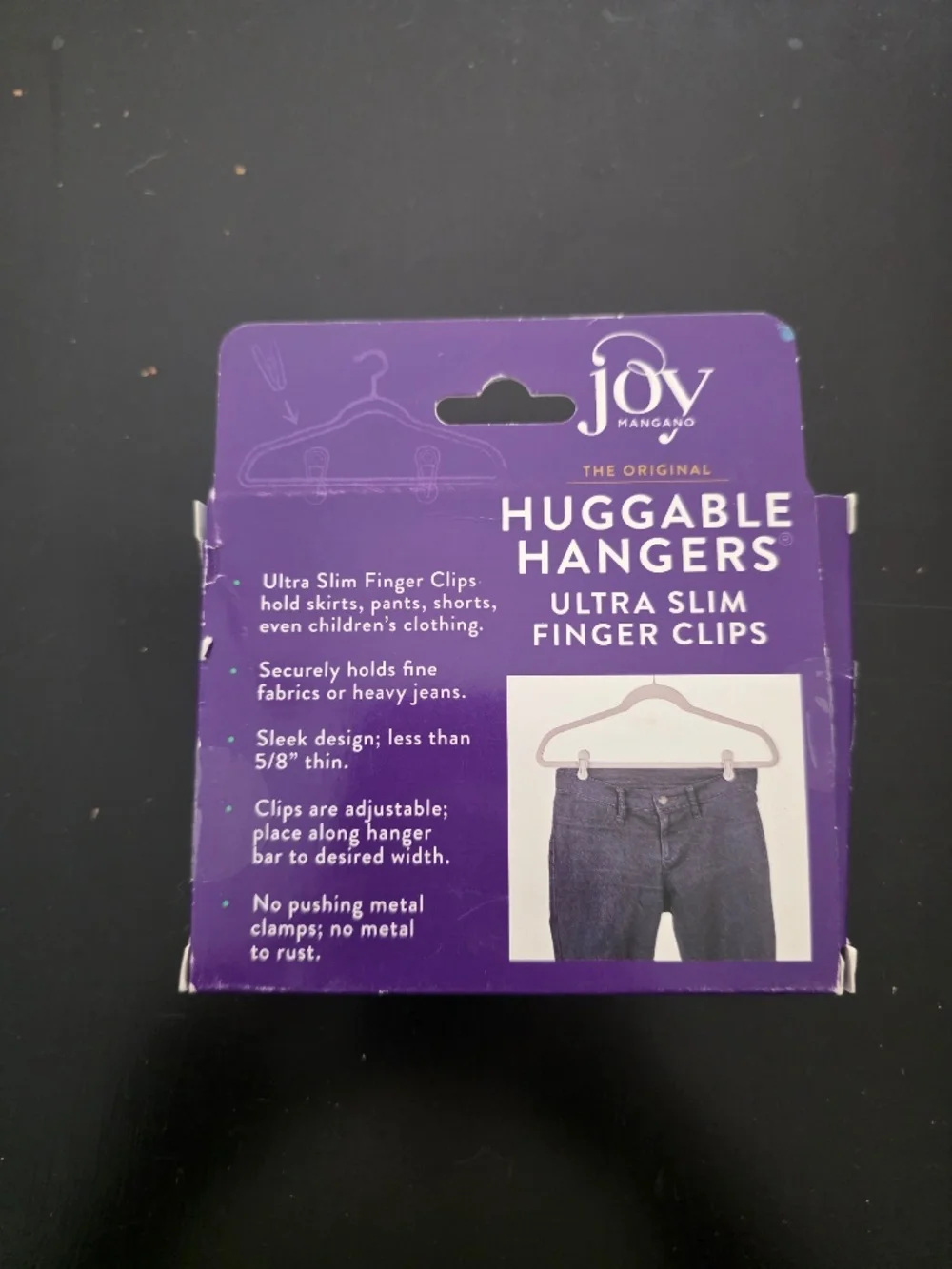 10 Pack of Joy Mangano Huggable Hangers Ultra Slim Finger Clips in Black